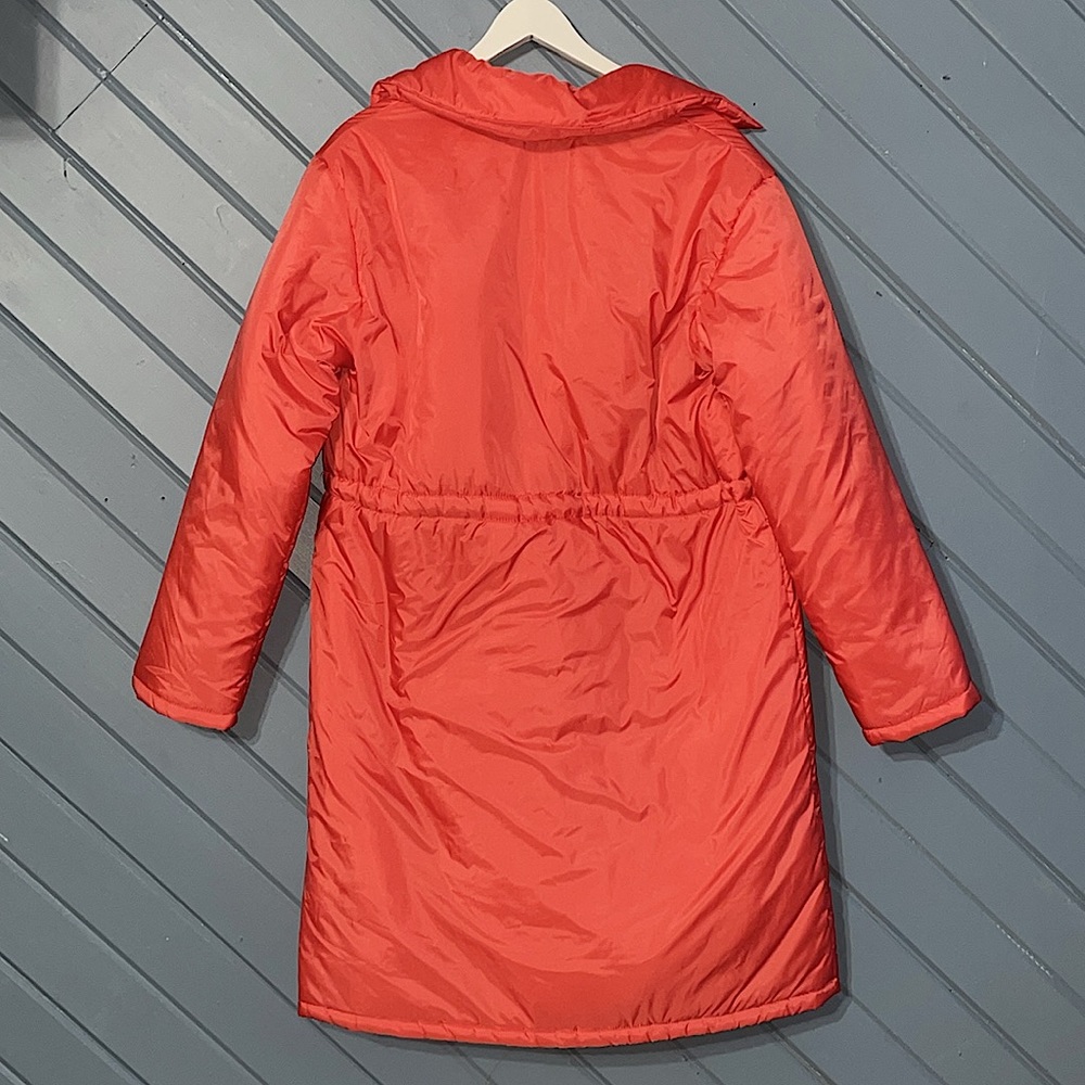 Maeve by Anthropologie cinched waist peach pink light weight long puffer coat - Picture 7 of 9